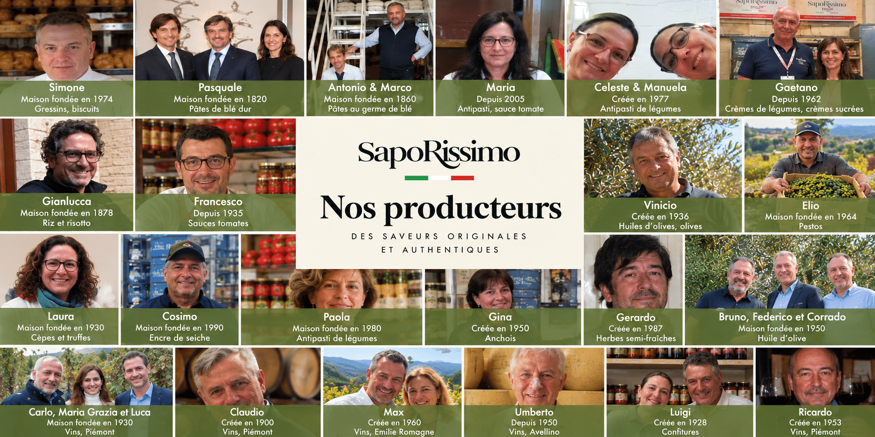 Mosaïque des artisans et producteurs italiens Saporissimo